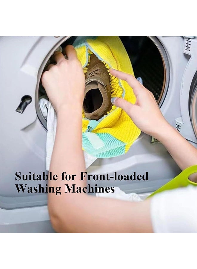 حقيبة غسل الأحذية ، حقيبة غسيل للأحذية ، حقيبة تخزين أحذية محمولة للسفر ، حقيبة تنظيف أحذية رياضية قابلة لإعادة الاستخدام لغسالة الملابس ، مناسبة للرجال والنساء والأطفال سميكة ومقاومة صفراء (39 سم * 19 سم) - Image 3