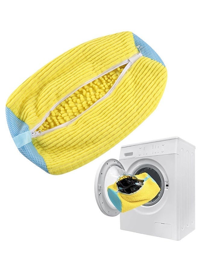 حقيبة غسل الأحذية ، حقيبة غسيل للأحذية ، حقيبة تخزين أحذية محمولة للسفر ، حقيبة تنظيف أحذية رياضية قابلة لإعادة الاستخدام لغسالة الملابس ، مناسبة للرجال والنساء والأطفال سميكة ومقاومة صفراء (39 سم * 19 سم) - Image 1