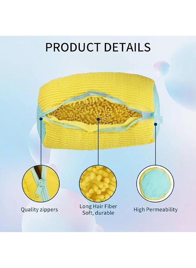 حقيبة غسل الأحذية ، حقيبة غسيل للأحذية ، حقيبة تخزين أحذية محمولة للسفر ، حقيبة تنظيف أحذية رياضية قابلة لإعادة الاستخدام لغسالة الملابس ، مناسبة للرجال والنساء والأطفال سميكة ومقاومة صفراء (39 سم * 19 سم) - Image 2