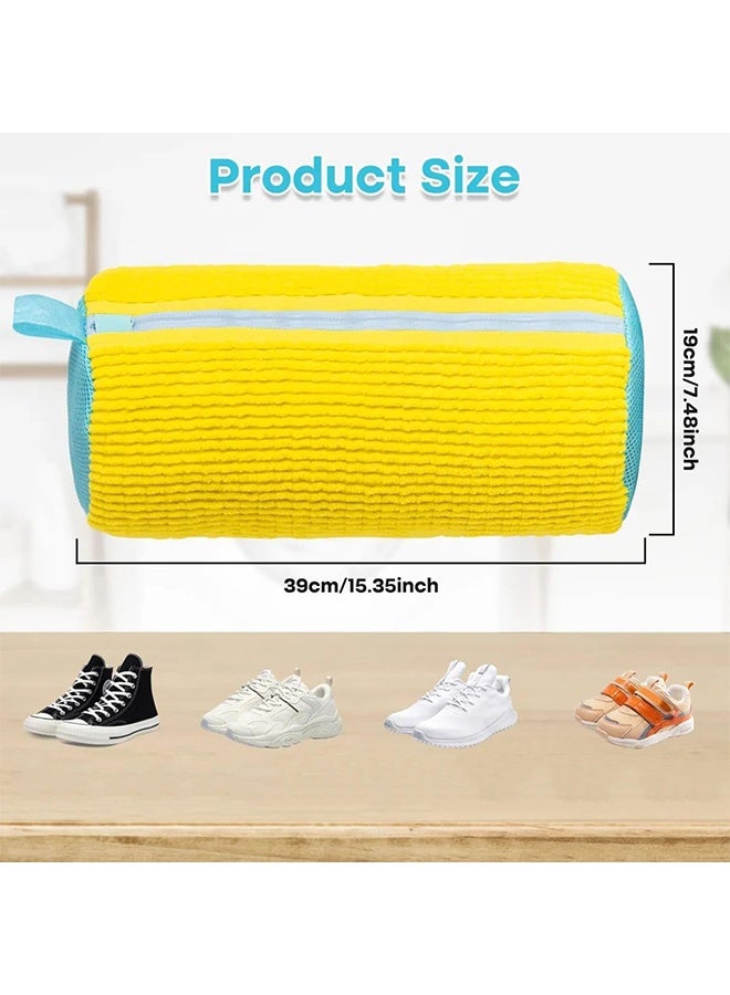 حقيبة غسل الأحذية ، حقيبة غسيل للأحذية ، حقيبة تخزين أحذية محمولة للسفر ، حقيبة تنظيف أحذية رياضية قابلة لإعادة الاستخدام لغسالة الملابس ، مناسبة للرجال والنساء والأطفال سميكة ومقاومة صفراء (39 سم * 19 سم) - Image 5
