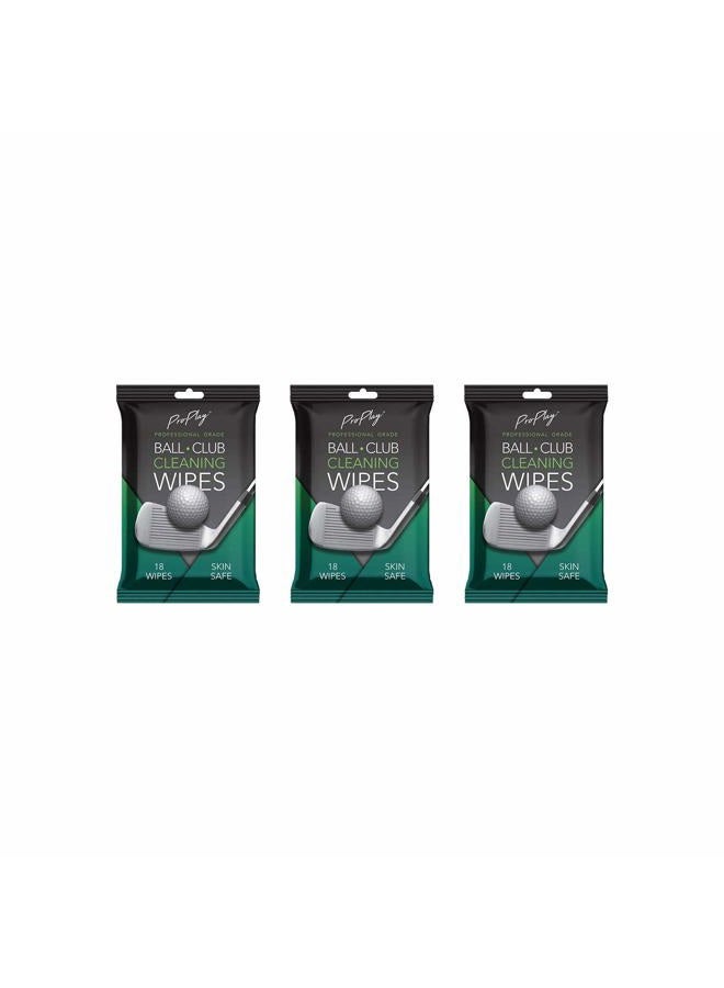 pro:play Ball & Club Cleaning Wipes | Powerful Cleaner Removes Dirt, Grass, and Sand | Convenient, Resealable Pack - Unscented 3 Pack - Image 1