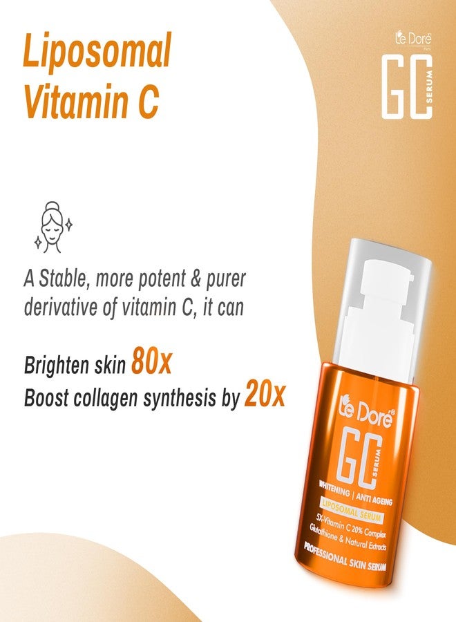 Le Dore GC Serum | 5X Vitamin C, Glutathione, Hyaluronic Acid, Kakadu Plum & Liposomal Tech | For Skin Brightening, Radiance, Anti-Ageing & Collagen Boost | For All Skin Types, Men & Women | 30 ml - Image 4