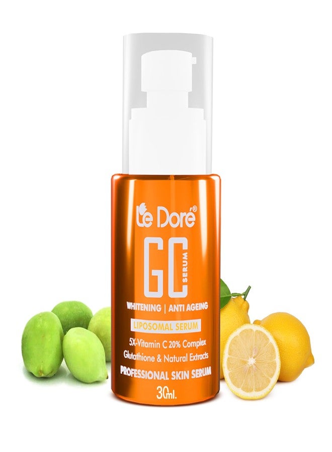 Le Dore GC Serum | 5X Vitamin C, Glutathione, Hyaluronic Acid, Kakadu Plum & Liposomal Tech | For Skin Brightening, Radiance, Anti-Ageing & Collagen Boost | For All Skin Types, Men & Women | 30 ml - Image 1