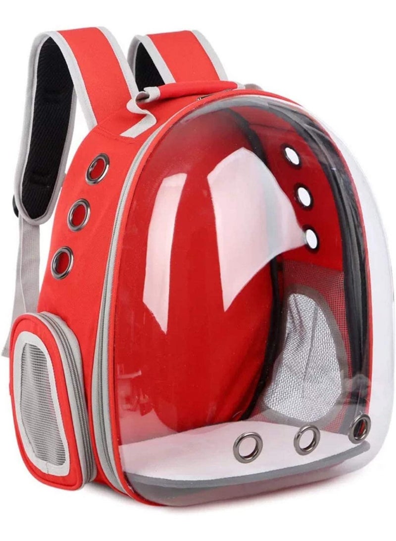 GT-Wheel Pet Carrier Backpack Space Capsule Transparent Pet Carrier Bubble Backpack Carrier Airline Approved Designed for Travel Hiking Walking & Outdoor Use Red - Image 1