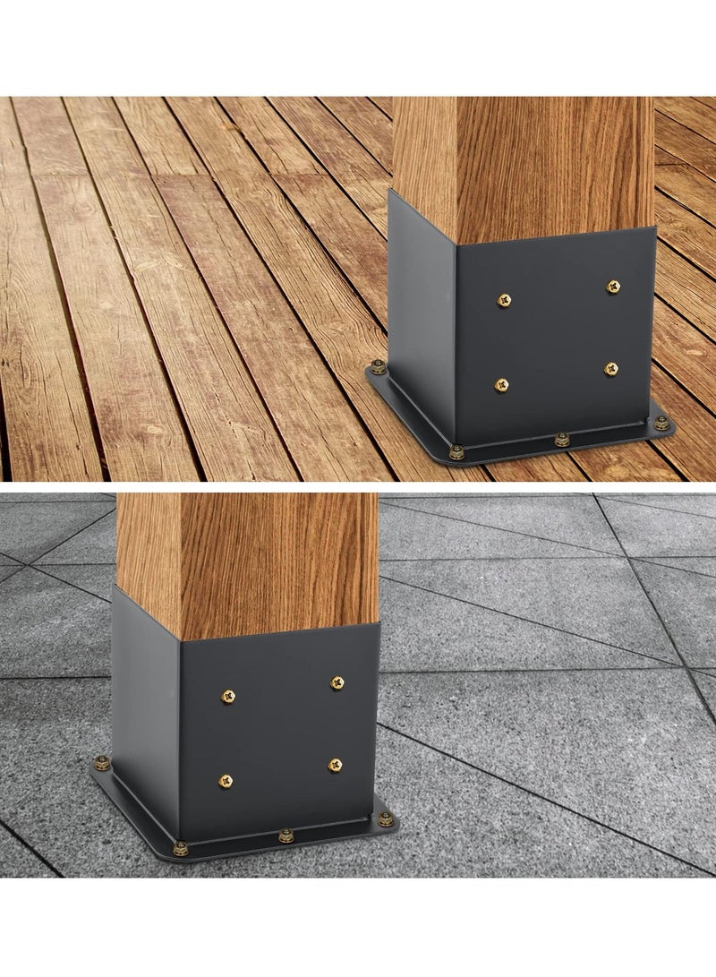 Excefore 4 Pcs 4x4 Post Base, Post Anchors with Inner Size 5.5x5.5, 13GA Thick Solid Steel, Black Powder Coated, Deck Post Brackets, Support Deck Base Plate, Pergola Brackets, Fence Kit  - Image 5