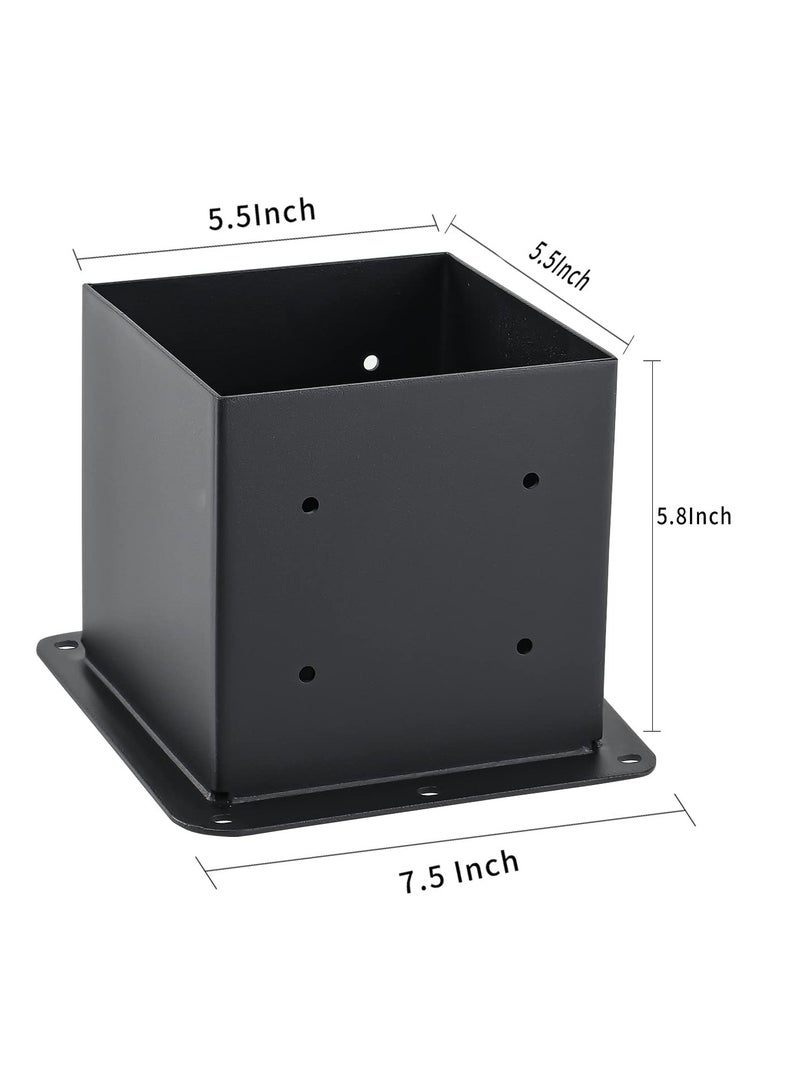 Excefore 4 Pcs 4x4 Post Base, Post Anchors with Inner Size 5.5x5.5, 13GA Thick Solid Steel, Black Powder Coated, Deck Post Brackets, Support Deck Base Plate, Pergola Brackets, Fence Kit  - Image 2