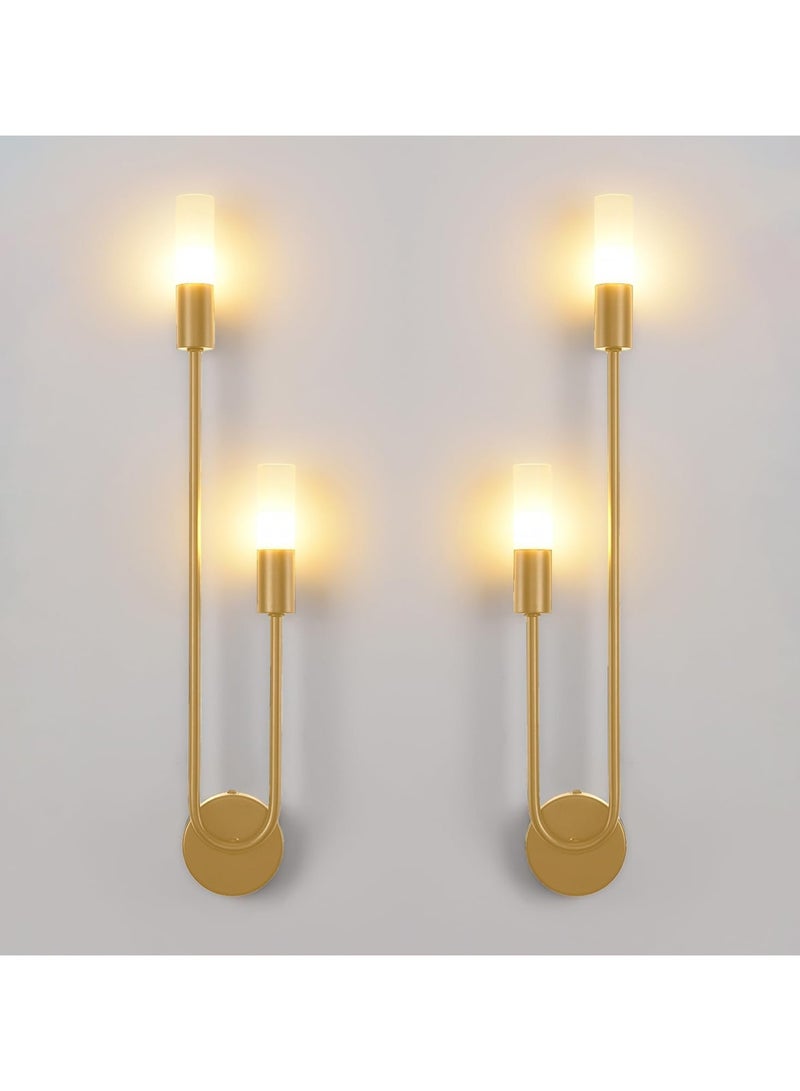 Beauenty (Left+Right) Modern Nordic Led Wall Lamps Long Strip Wall Sconce for Home Hotel Stairs Bedroom Bedside Luxury Living Room Decoration Lamps，(Excluding light bulbs, recommended G9 model bulbs) (glod) - Image 1