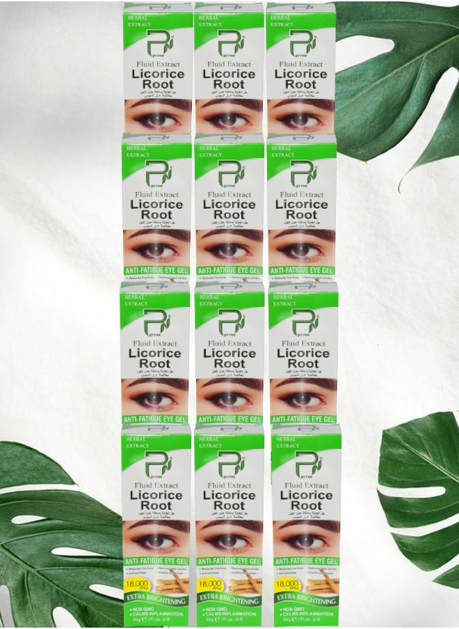 PYRON 12 Pieces Licorice Root Fluid Extract Anti Fatigue Eye Gel Extra Brightening 30g  - Image 1
