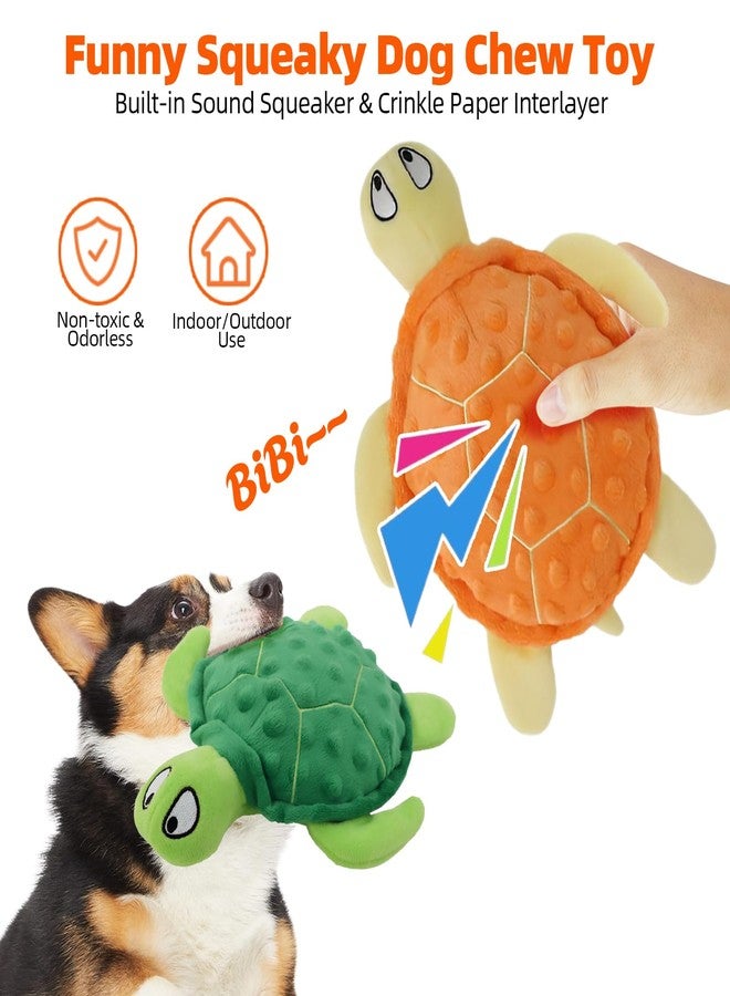 Adpartner Squeaky Toys for Dogs, 2 Pack Turtle Dog Toy Plush Crinkle Dog Toys to Keep Them Busy, Interactive Squeak Stuffed Pet Chew Toys for Small to Medium Dogs Teething Training Reduce Boredom - Image 2