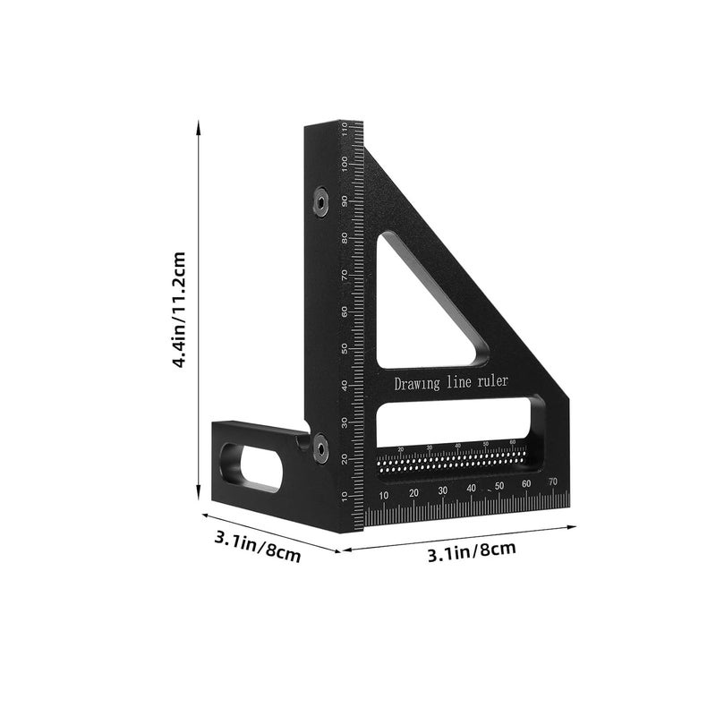 Garneck Multi-Angle Aluminum Carpenter Ruler Triangle Scriber Square Tool 45/90 Degree Protractor for Woodworking and Engineering Measurement - Image 2