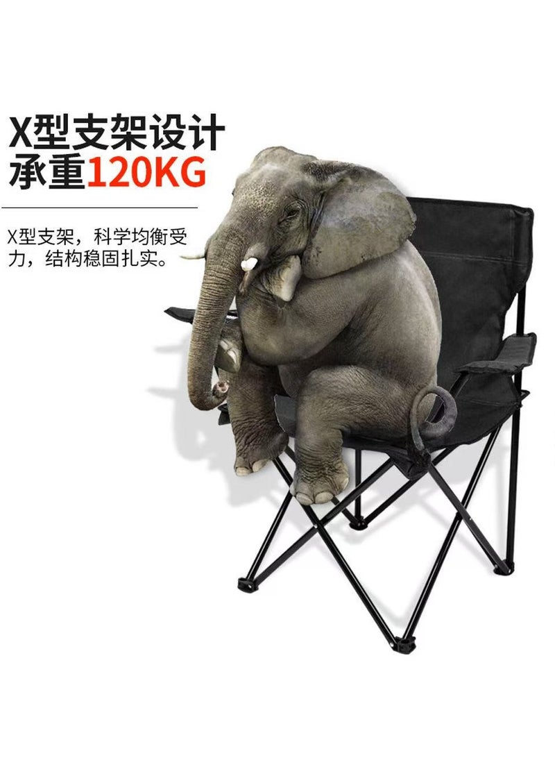 Large Portable Camping Chair, Folding Camp Chairs for Adults - Folding Design, Storage Pockets, Cup Holder, Carry Bag for Outdoors Fishing, Hiking, Travel, Picnic, Beach, Supports 300lbs, Black - Image 1