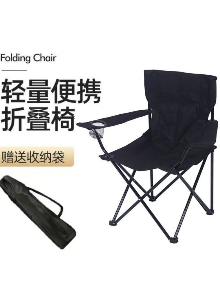 Large Portable Camping Chair, Folding Camp Chairs for Adults - Folding Design, Storage Pockets, Cup Holder, Carry Bag for Outdoors Fishing, Hiking, Travel, Picnic, Beach, Supports 300lbs, Black - Image 3