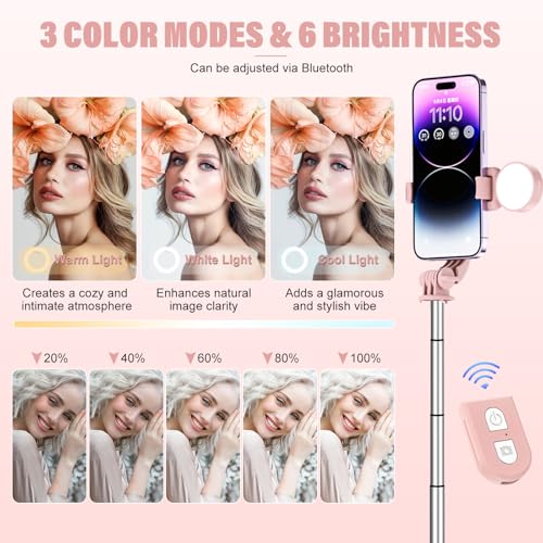 NOOX Selfie Stick with Rechargable Remote & Light (1PC), Tripod for iPhone, Cell Phone Stand for Video Recording, Portable Travel Essentials Smartphone Mount Holder, Extendable Vlogging Filming Accessories - Image 5