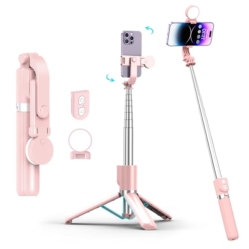 NOOX Selfie Stick with Rechargable Remote & Light (1PC), Tripod for iPhone, Cell Phone Stand for Video Recording, Portable Travel Essentials Smartphone Mount Holder, Extendable Vlogging Filming Accessories - Image 1