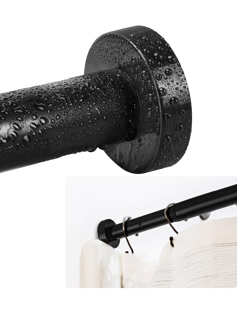 Excefore قضيب ستارة توتر، 28-43 بوصة للنوافذ أو الحمام، قضيب توتر دش أسود بدون حفر، قضيب ستارة نافذة لا يصدأ وغير قابل للانزلاق، أسود، زينة كلاسيكية - Image 1