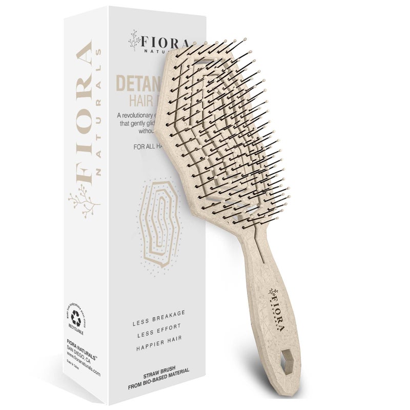 Fiora Naturals Hair Detangling Brush -100% Bio-Friendly Hair Detangler Brush w/Ultra-soft Bristles- Glide Through Tangles with Ease - For Curly, Fine, Women, Men, Kids, Toddlers, Wet and Dry Hair - Image 1