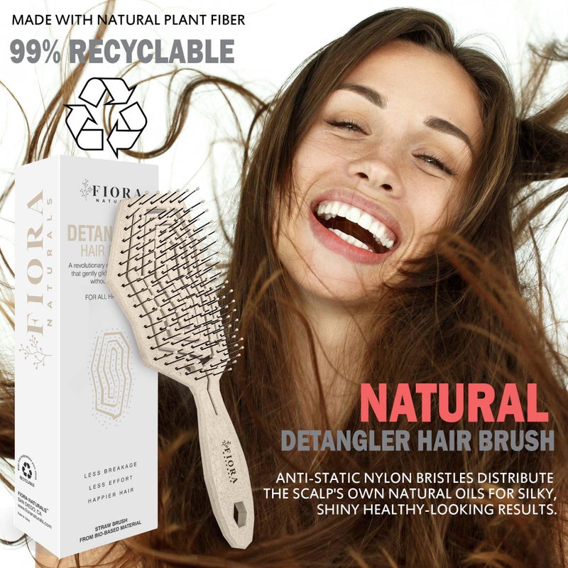 Fiora Naturals Hair Detangling Brush -100% Bio-Friendly Hair Detangler Brush w/Ultra-soft Bristles- Glide Through Tangles with Ease - For Curly, Fine, Women, Men, Kids, Toddlers, Wet and Dry Hair - Image 4