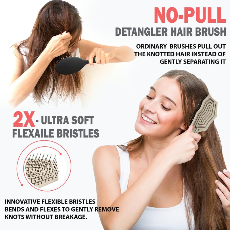 Fiora Naturals Hair Detangling Brush -100% Bio-Friendly Hair Detangler Brush w/Ultra-soft Bristles- Glide Through Tangles with Ease - For Curly, Fine, Women, Men, Kids, Toddlers, Wet and Dry Hair - Image 2