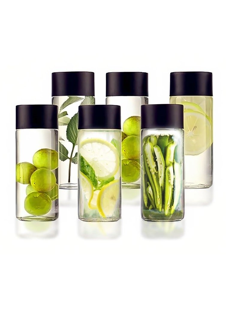 8oz glass juice bottle,Reuseable glass water bottle,Smoothie Bottles with Black lid glass water bottle.250ml
