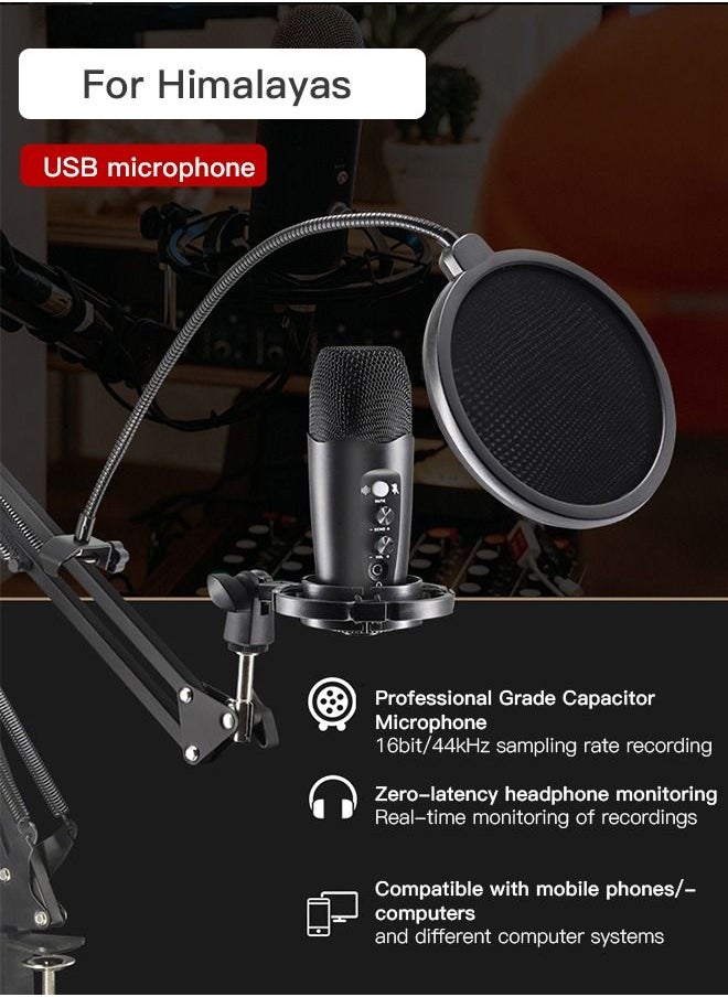 Sharpdo - USB Microphone Condenser Microphone Mobile Phone Computer Recording Live Game Dubbing Equipment Black - Image 1
