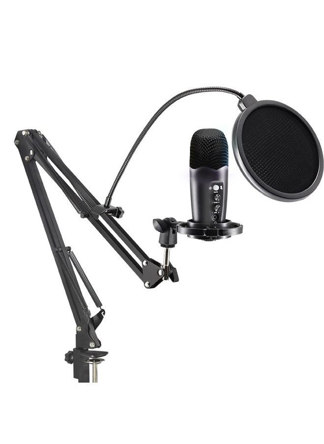 Sharpdo - USB Microphone Condenser Microphone Mobile Phone Computer Recording Live Game Dubbing Equipment Black - Image 1