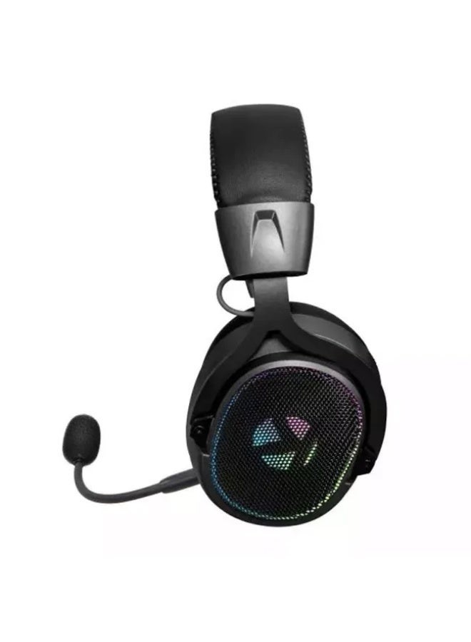 k Gaming KGaming K10 Tri-Mode Wireless Gaming Headset with Bluetooth, 2.4GHz, Wired Connectivity, RGB Lighting, Noise Cancelling Microphone - Black - Image 2