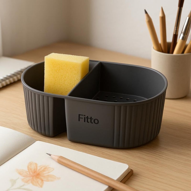 FITTO Sponge Holder & Waste Basket, Kitchen Sink Drain Basket Strainers, Multifunctional Plastic Sink Filter, Hanging Drainer Basket for Kitchen Storage, Quick Drainage Food Catcher - Image 2