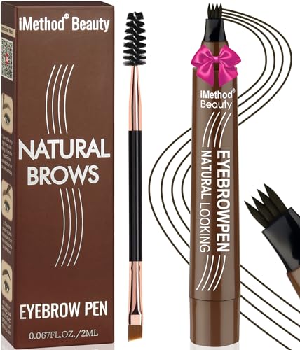 iMethod Eyebrow Pen  Eyebrow Pencil Magical Upgraded Eye Brow Pencils for Women with 4 Fork Tip  Spoolie Brush for HairLike Natural Brows Last AllDay Microblading Eyebrow Pen Black Brown