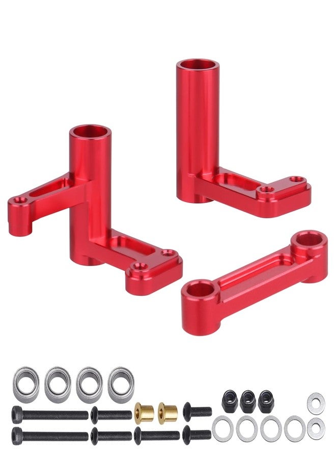 CrazyHobby Aluminum Steering Bell Crank with Drag Link Set for 1/10 Traxxas Slash 2WD Rustler VXL Bandit, Replaces Part 3743 (Red) - Image 1