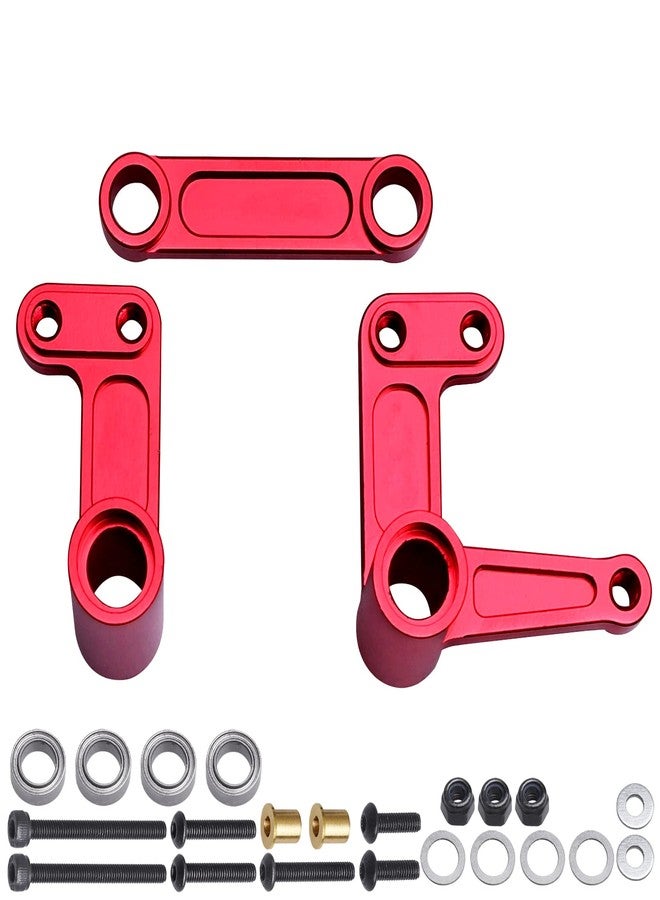 CrazyHobby Aluminum Steering Bell Crank with Drag Link Set for 1/10 Traxxas Slash 2WD Rustler VXL Bandit, Replaces Part 3743 (Red) - Image 4