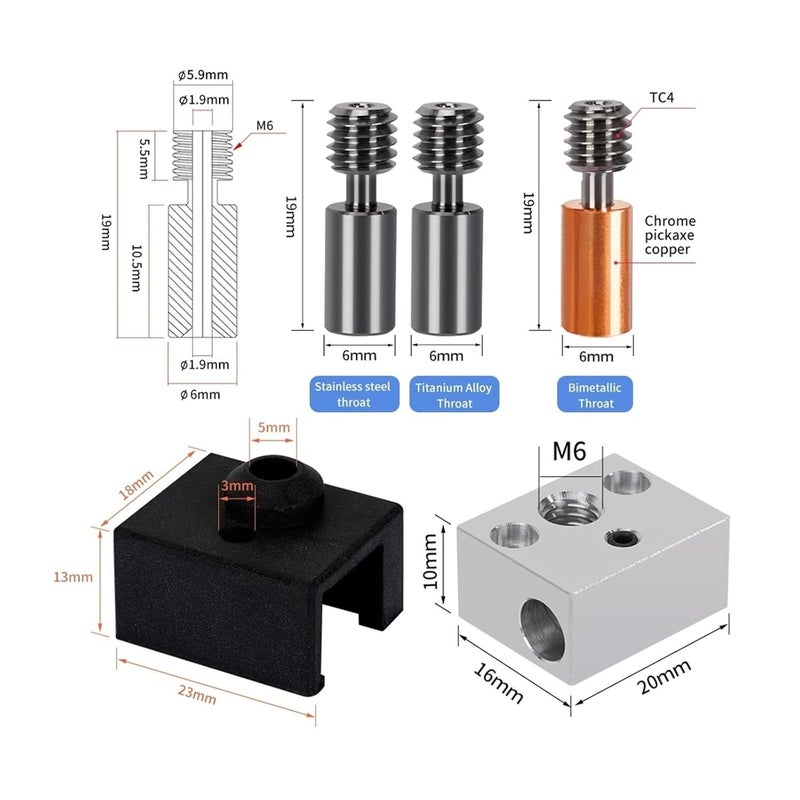 Titanium Alloy Bimetal Heat Break Hotend Kit 24V 40W For 3 S1 Pro 3D Printer - Image 3
