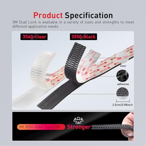 Ndcadhesive Dual Lock SJ3550 Made of 3M Heavy Duty Reclosable Fastener 1/2" x 7.5Ft Industrial Strength Mounting Strips Self Mating Interlocking Hook with Strong Adhesive for Indoor Outdoor Home Office Deco - Image 5