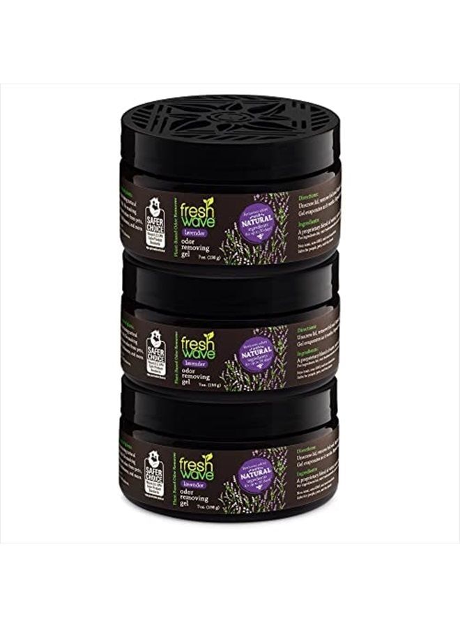 Fresh Wave جل إزالة الروائح اللافندر، 7 أونصة | عبوة من 3 | ماصات روائح أكثر أمانًا للمنزل | مزيل روائح طبيعي من النباتات | كل 7 أونصة تدوم 15-30 يومًا | للطهي، القمامة والحيوانات الأليفة - Image 1