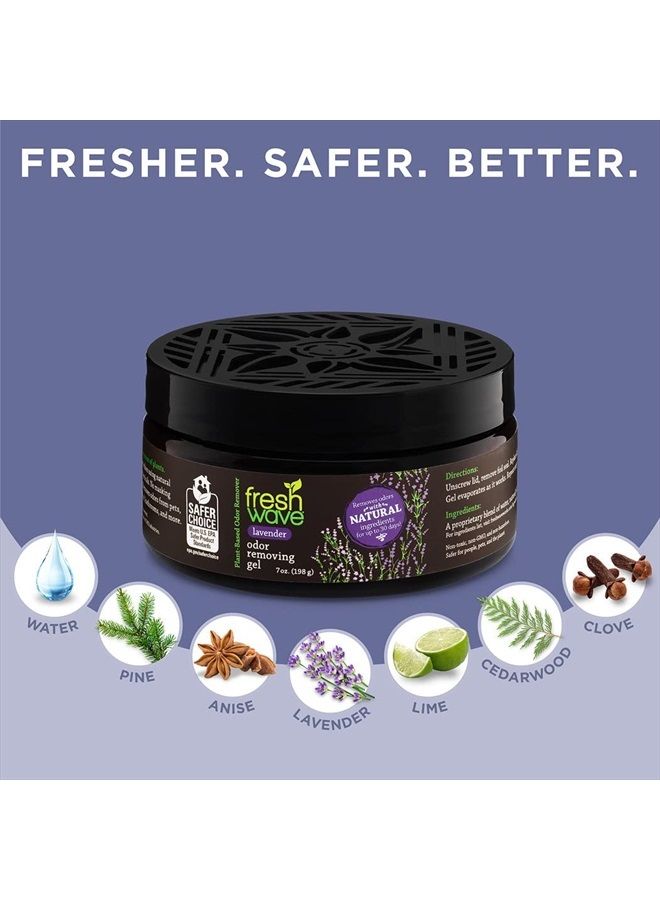 Fresh Wave جل إزالة الروائح اللافندر، 7 أونصة | عبوة من 3 | ماصات روائح أكثر أمانًا للمنزل | مزيل روائح طبيعي من النباتات | كل 7 أونصة تدوم 15-30 يومًا | للطهي، القمامة والحيوانات الأليفة - Image 3