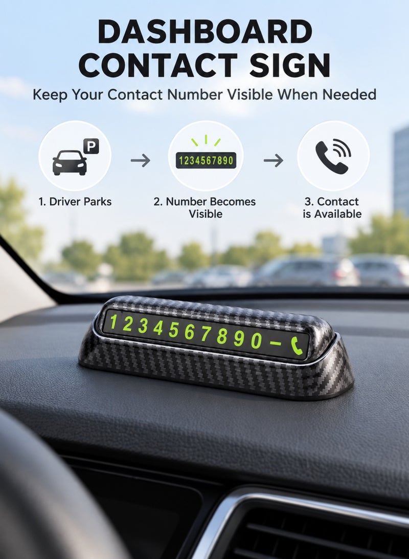 Uliova Temporary Parking Phone Number Plate, Car Parking Number Card with Luminous Display, Dashboard Contact Sign for Vehicle Parking - Image 4