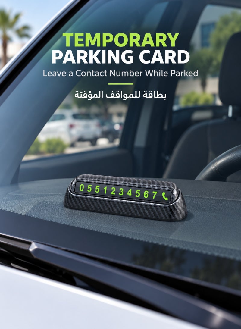 Uliova Temporary Parking Phone Number Plate, Car Parking Number Card with Luminous Display, Dashboard Contact Sign for Vehicle Parking - Image 3