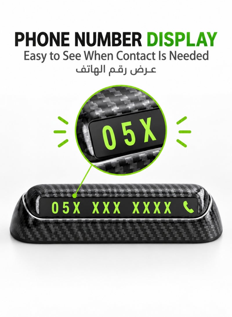 Uliova Temporary Parking Phone Number Plate, Car Parking Number Card with Luminous Display, Dashboard Contact Sign for Vehicle Parking - Image 2