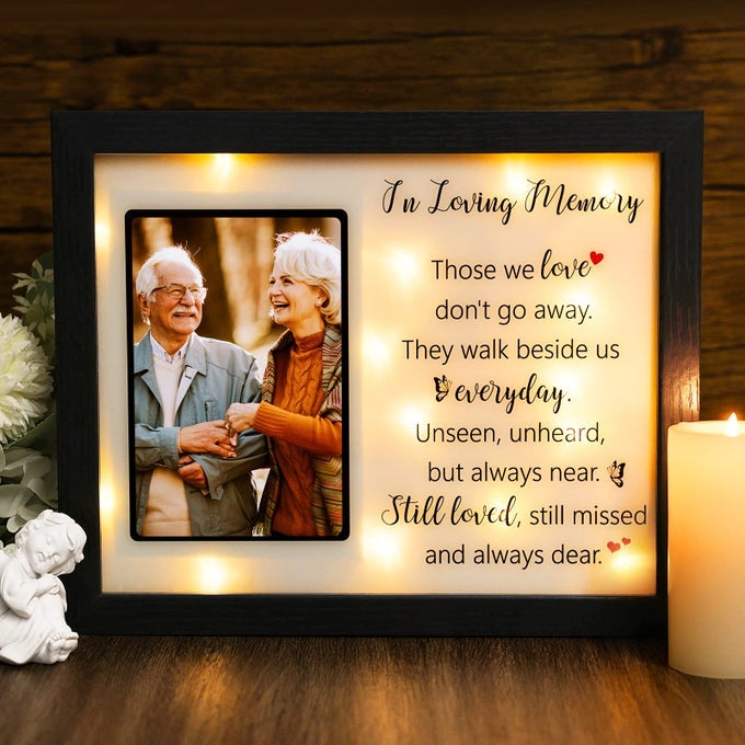 LED SHADOW BOX 4X6 MEMORIAL PICTURE FRAME FOR LOSS OF MOTHER FATHER LOVED ONE BEREAVEMENT GIFT