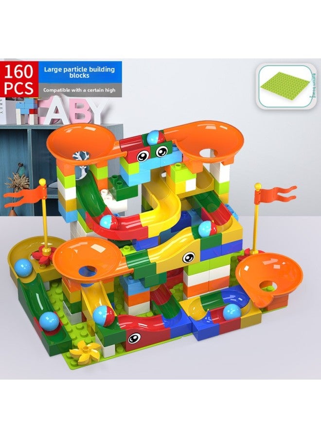 Children's Building Blocks Toy Assembled Educational Boys 3 To 6 Years Old Multifunctional Size Particles Slide Enlightenment Intelligence Development-Color:Variety Slide 160 Particles Free 2 Base Plates  - Image 1