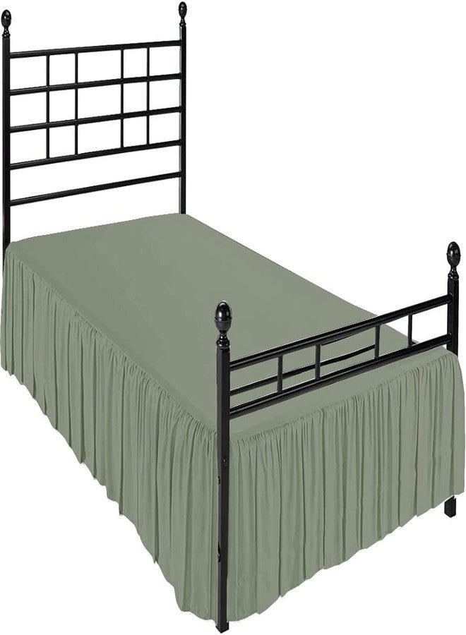 سايلنت نايت تنورة سرير بلون المريمية السادة، مقاس كوين، مزينة بكشكشة، 800 خيط، قطن مصري 100%، طولها 18 بوصة، بتصميم كشكشة عند الزوايا، مقاومة للتجاعيد والبهتان. - Image 2