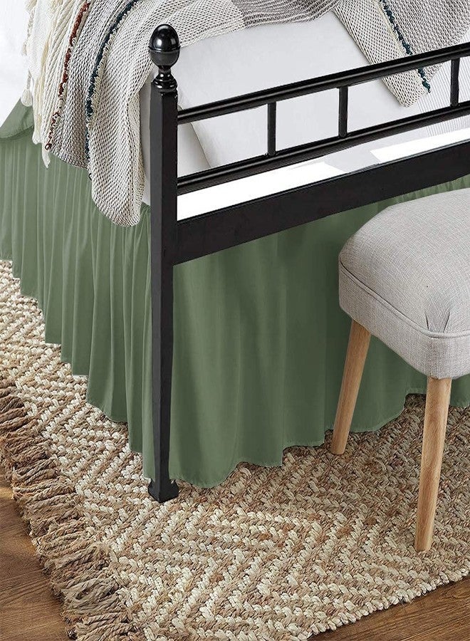 سايلنت نايت تنورة سرير بلون المريمية السادة، مقاس كوين، مزينة بكشكشة، 800 خيط، قطن مصري 100%، طولها 18 بوصة، بتصميم كشكشة عند الزوايا، مقاومة للتجاعيد والبهتان. - Image 3