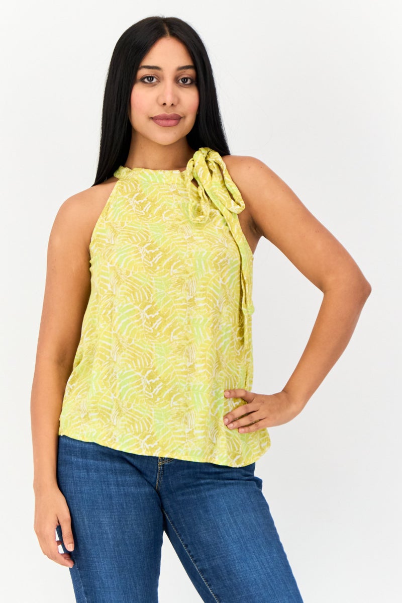 ONLY Women Tie Neck Sleeveless Floral Print Tank Top, Multicolor - Image 1