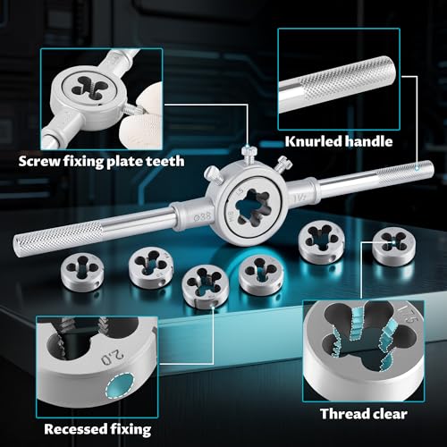 Anfrere 110pcs Tap and Die Set in Metric Sizes, Standard Tap Set and Die Tool Set for Threading and Rethreading Internal and External Threads, M2-M18 Thread Repair Kit - Image 3