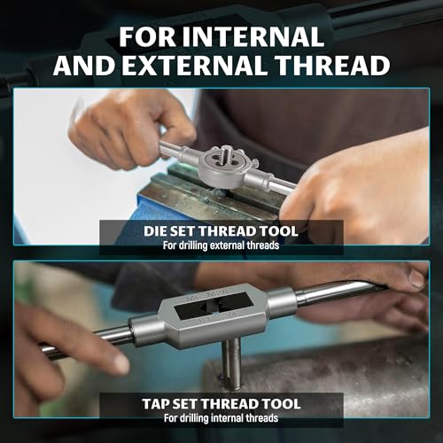 Anfrere 110pcs Tap and Die Set in Metric Sizes, Standard Tap Set and Die Tool Set for Threading and Rethreading Internal and External Threads, M2-M18 Thread Repair Kit - Image 5