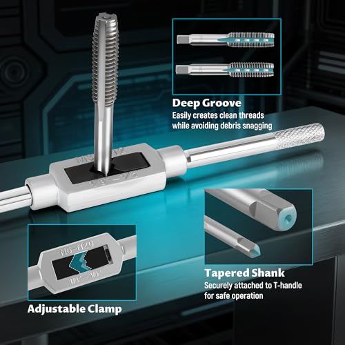 Anfrere 110pcs Tap and Die Set in Metric Sizes, Standard Tap Set and Die Tool Set for Threading and Rethreading Internal and External Threads, M2-M18 Thread Repair Kit - Image 4