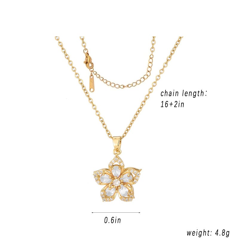 KONPJE Necklace for Women Gold Flower Fidget Necklace Rotatable Crystal Silver Blossom Pendant Necklaces Adjustable Spinning Fidget Necklaces Redbud Flower Choker Funny Gift Jewelry(gold white) - Image 3