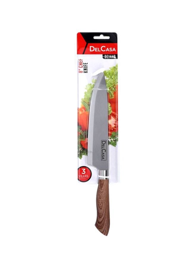 DELCASA Stainless Steel Chef Knife Silver/Brown 8inch - Image 5