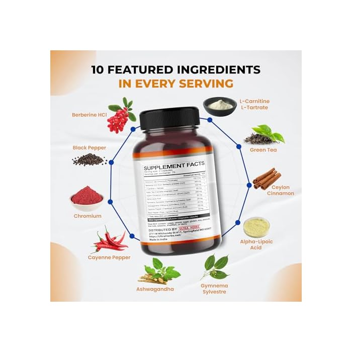 ULTRA HERBS Ultra Burn Prime 1730 mg – 10-in-1 with Berberine, Ceylon Cinnamon, L-Carnitine, ALA, Green Tea & Gymnema – Supports Metabolism, Energy & Digestive Balance – 150 Capsules - Image 4