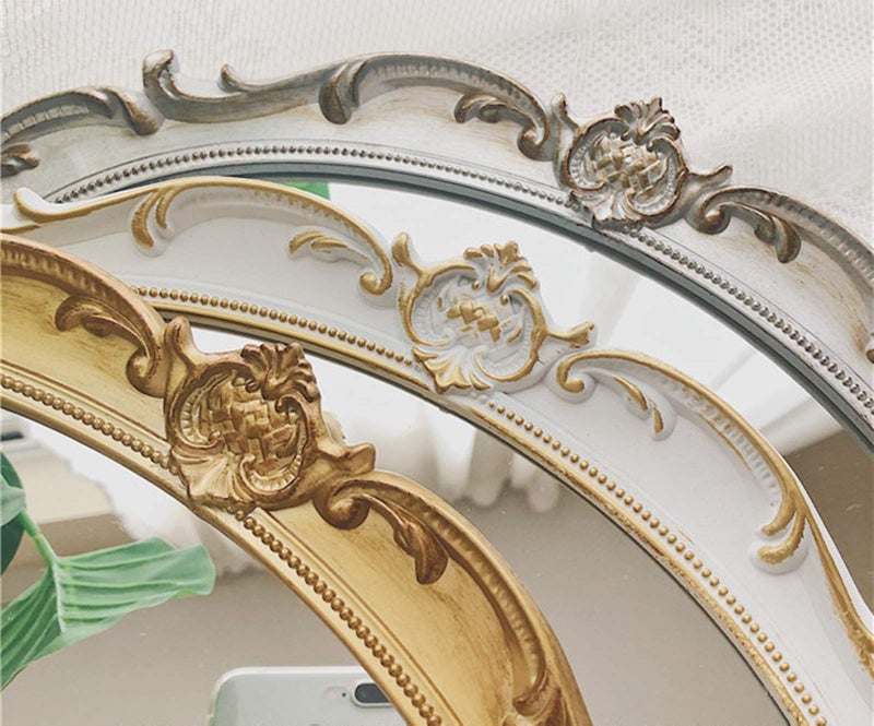 Schonee Oval Vintage Decorative Mirror Tray, Jewelry Dresser Organizer, Cosmetics Makeup Storage, Serving Tray (9.8x14.6 Inches, Golden) - Image 5