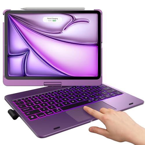 typecase Touch Keyboard Case for iPad Air 11-inch(M3/M2, 2025/2024) & iPad Pro 11(4th/3rd/2nd/1st Gen), Multi-Touch Trackpad, 11-Color Backlight, 360°Rotatable for iPad Air 5/4th Gen, Violet - Image 1